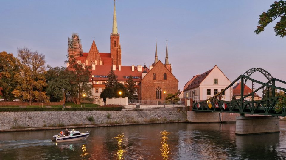 Wroclaw - Dómský ostrov při západu slunce | foto: Václav Müller, Český rozhlas Wroclaw - Dómský ostrov při západu slunce