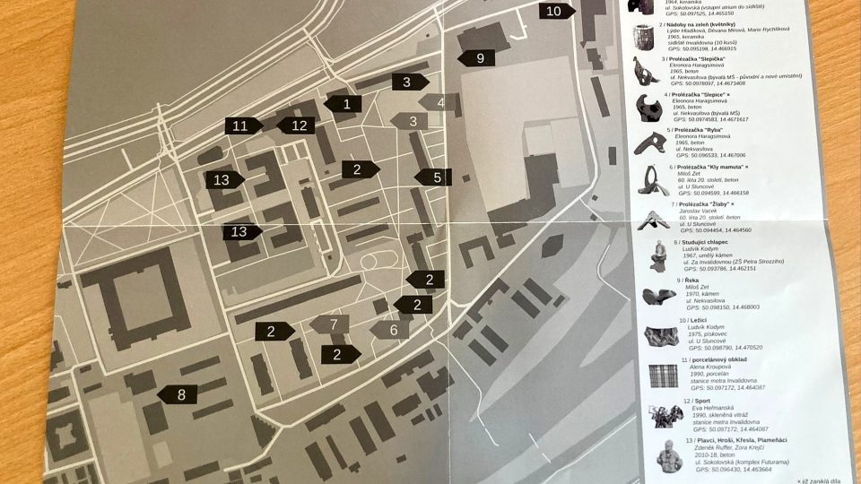 Mapa uměleckých děl na sídlišti Invalidovna