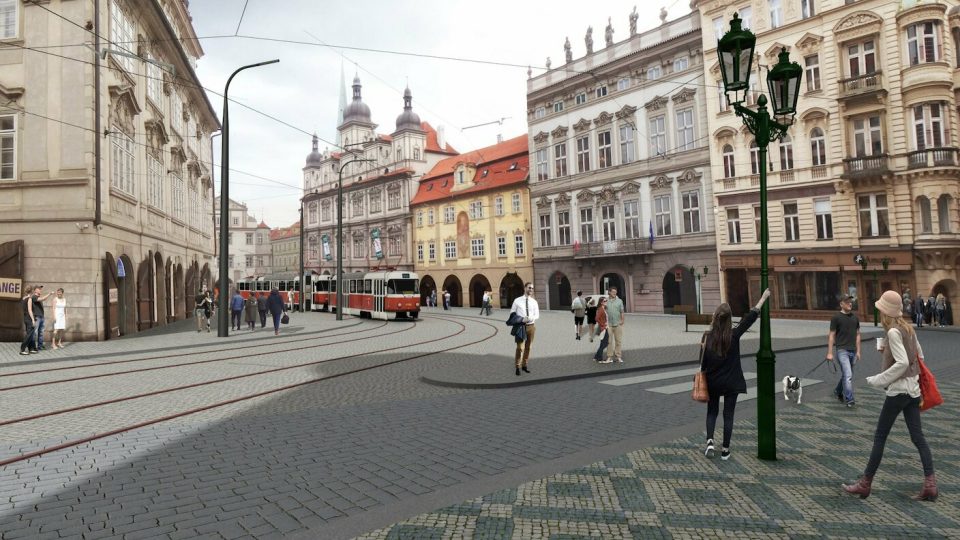Vizualizace nové podoby Malostranského náměstí, tramvajová zastávka