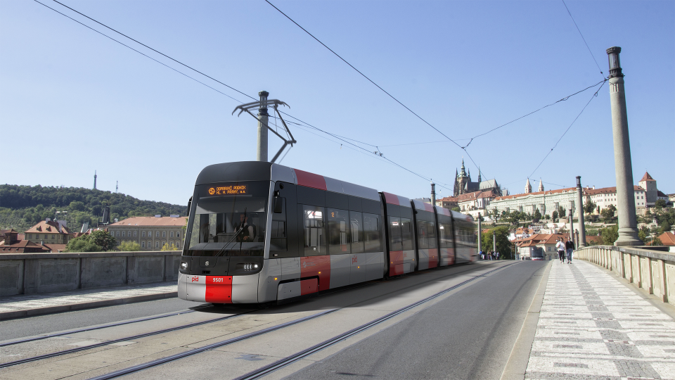Vizualizace tramvaje Škoda ForCity Plus Praha 52T