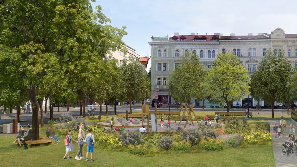 Vizualizace náměstí Jiřího z Poděbrad