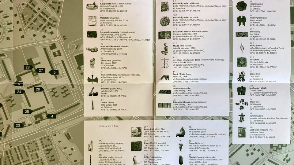 Mapa uměleckých děl na sídlišti Ďáblice