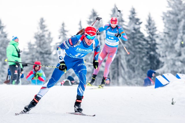 Michal Krčmář měl při stíhačce pod kombinézou růžové silonky | foto:  (C) Český biatlon Petr Slavík