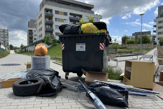 Chaos vedle kontejneru | foto: Pražské služby a.s.